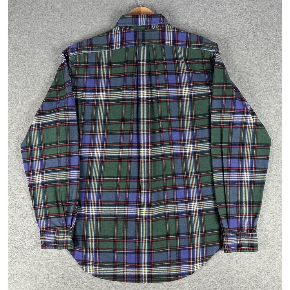 Ralph Lauren Shirt Medium Green Purple Blue Tartan Classic Flannel Pony Logo - Picture 3 of 9